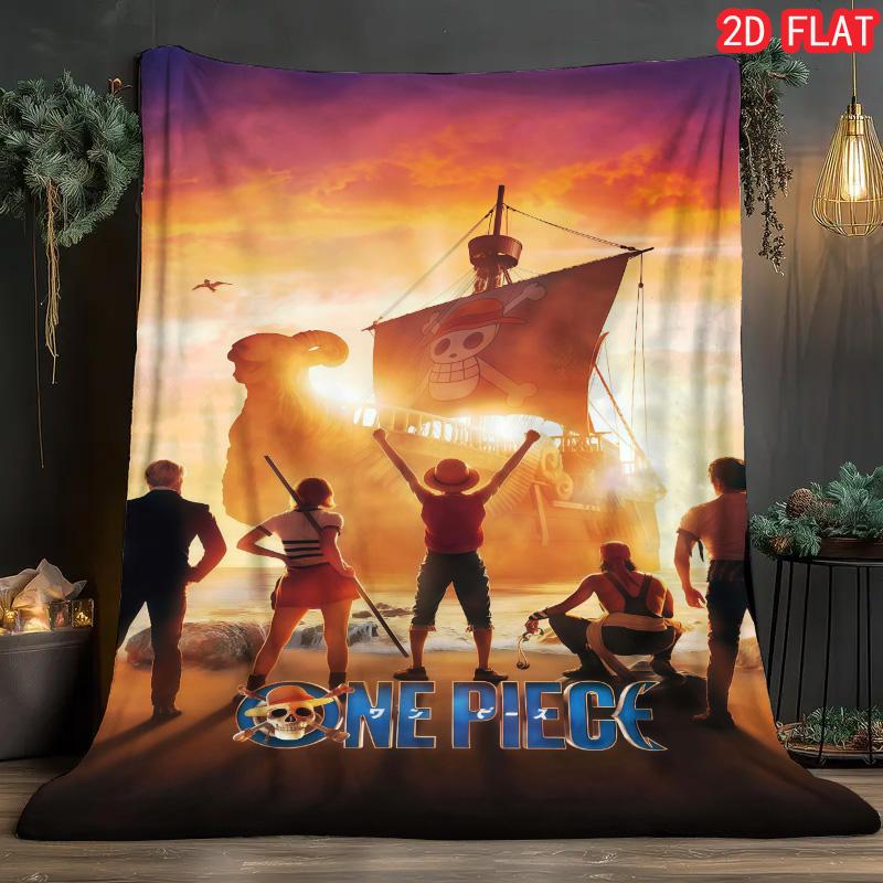 One Piece Party Flannel Blanket Lightweight Soft Warm for Theme Party Gathering THW