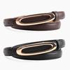 Golden Oval Flat Buckle Belt for Women Simple and Versatile Dress Jeans Decorative Belt Korean Style Women's Thin Belt