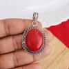 Кулон из натурального красного коралла с драгоценным камнем 925 пробы, серебряный кулон с цепным ожерельем