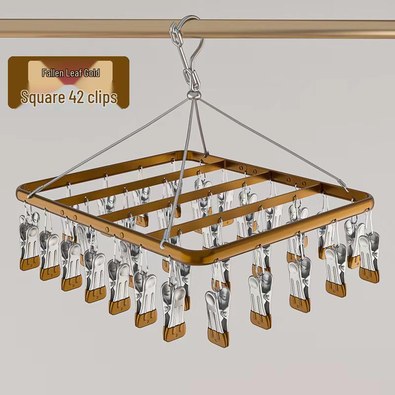 Aluminum Alloy Multi-functional Clothes Drying Rack with Clips for Balcony Storage
