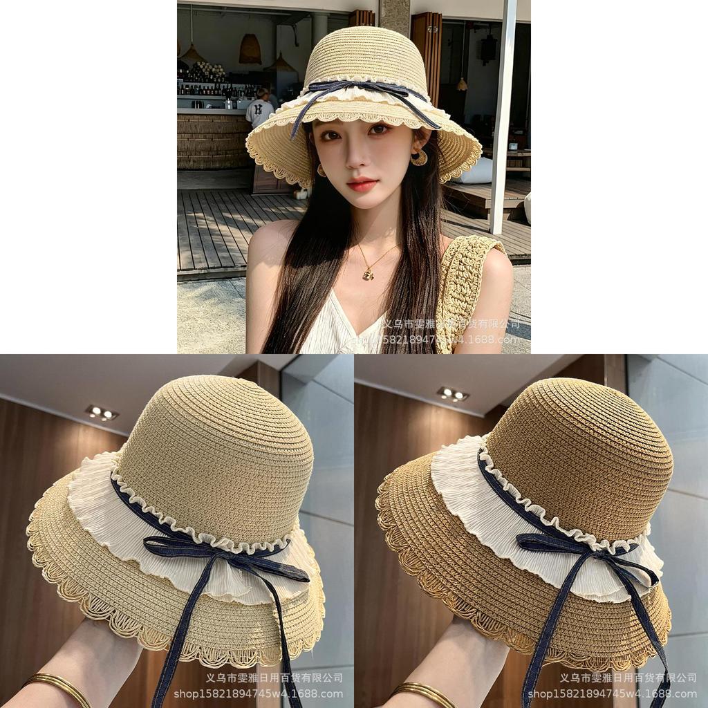 Butterfly Bow Sun Hat For Beach Vacation With Wide Brim And Breathable Material