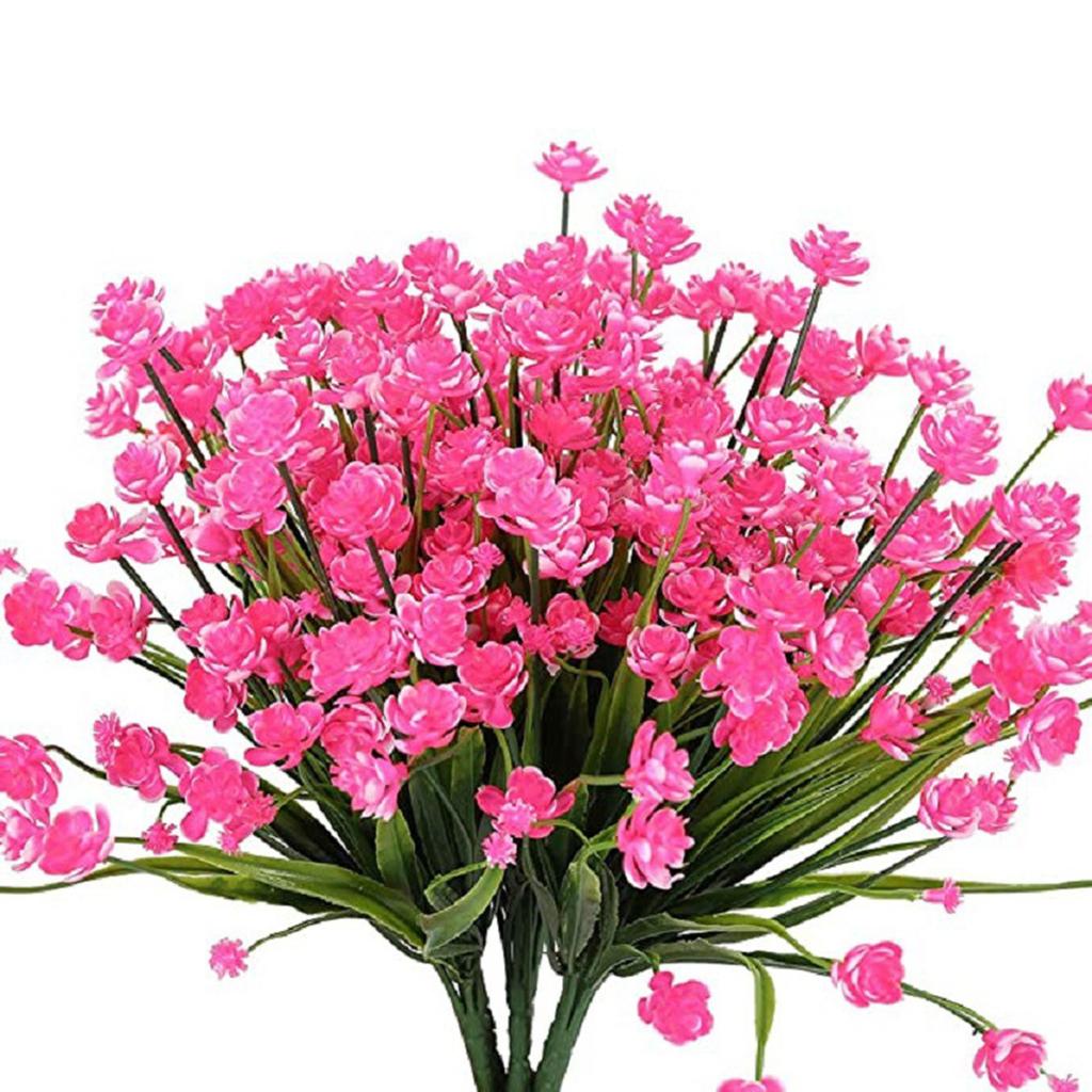 8 связок искусственных искусственных цветов Babysbreath для улицы, устойчивых к ультрафиолетовому излучению, кустарников, растений, искусственный пластик для внутреннего наружного сада, крыльца, оконного ящика, домашнего декора