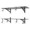 VEVOR 2-Tier Heavy Duty Wall Garage Shelving, 61 x 122 cm Steel Wall Mounted Shelving Unit with Hooks