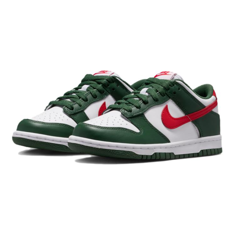 Nike Dunk Low GS Ель/Белый/Университетский красный Детские кроссовки Зеленый IO7453-323