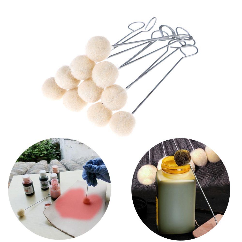 Dauber Assisted Leather Wool Balls Brush Metal Handle Leather Dyeing Brush Painting Applications