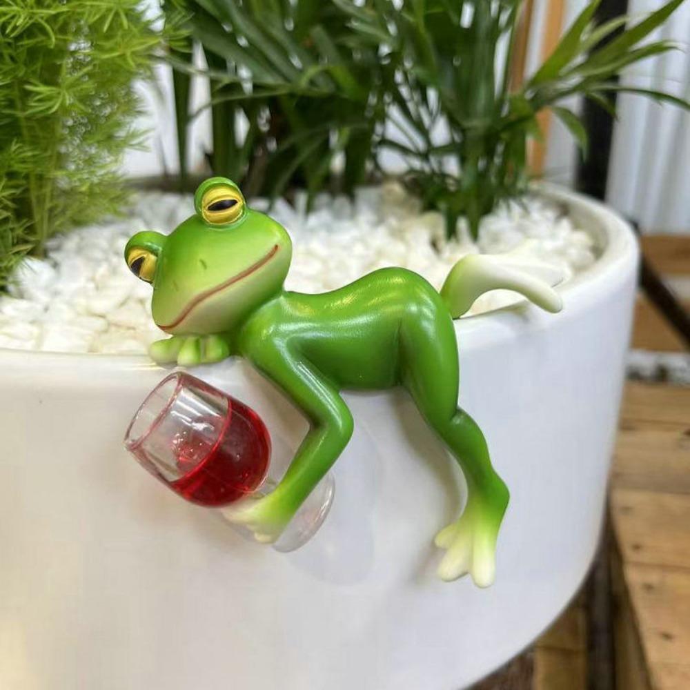 Hanging Flower Pot Edge Frog Decorative Ornaments Hanging Decorative Simulation Animal Ornament