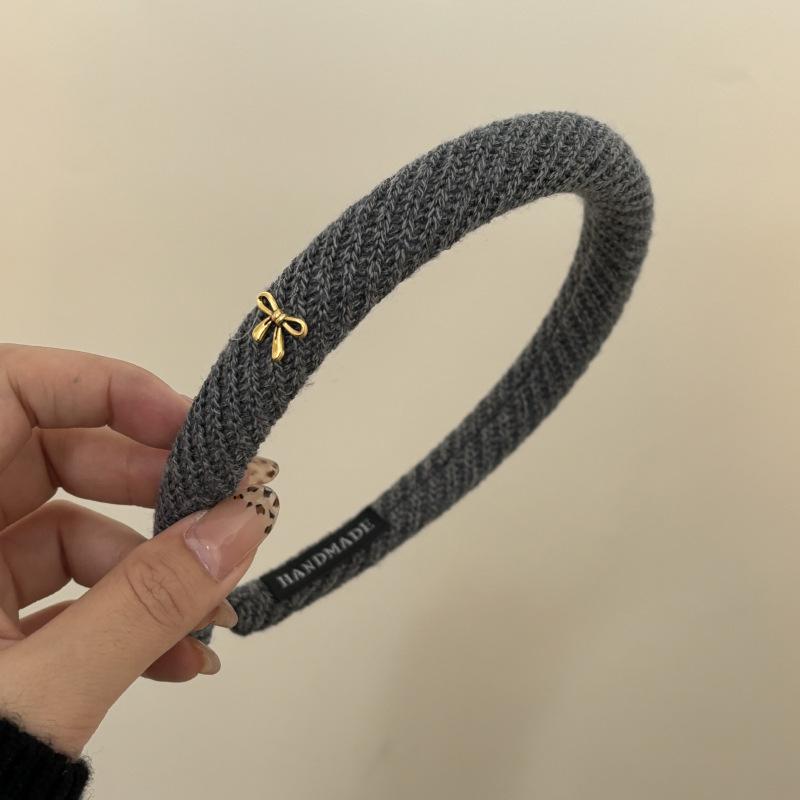 Simple twill fine headband Korean temperament bow headband going out to press hair age-reducing headgear hairpin new model