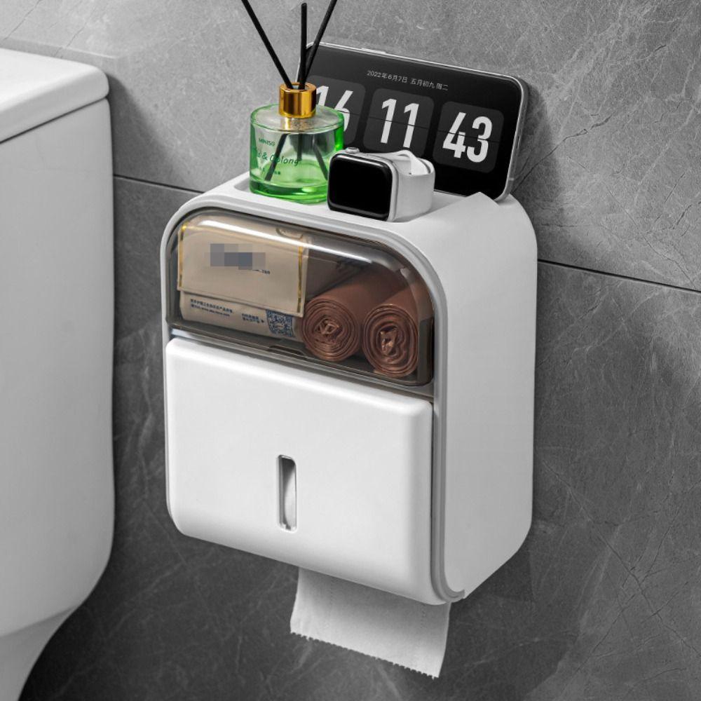 Multipurpose Wall-Mounted Tissue Box No-Drill Tissue Storage Rack Tissue Container  Kitchen