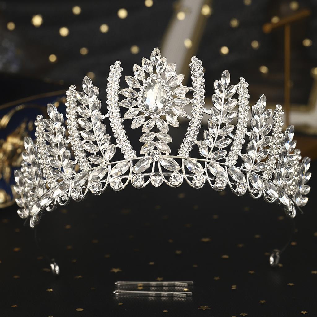 DIEZI Luxury Vintage 3 Colors Crystal Tiara Crown For Women Girls Party Queen Rhinestone Crown Christmas Hair Dress Accessories