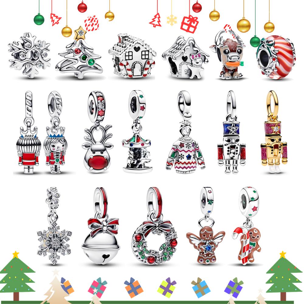 Рождественская Коллекция Медный Пряничный Человек Олень Колокольчик Санта-Клаус Украшение Подходит для DIY Браслета Ожерелья Праздничный Подарок