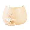 Face Planter Resin Cartoon Coffee Drinker Flower Pot Sitting Figure Succulent Planter with Drainage Hole for Indoor Outdoor Potted Plants