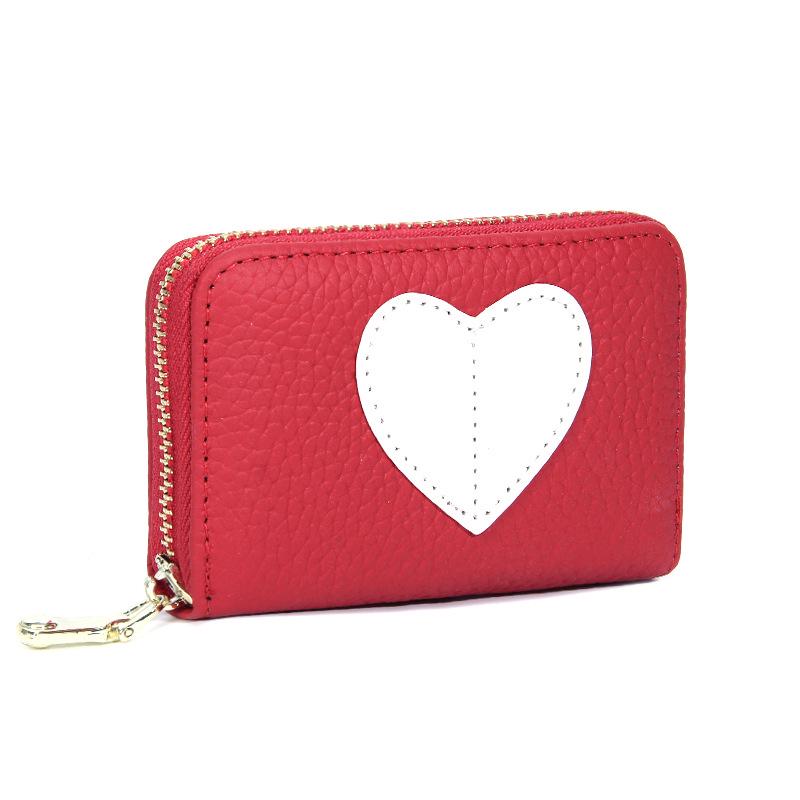 Top Grain Cowhide Heart Wallet with Multi-Card Slots and Large Capacity - Genuine Leather Accordion Card Holder