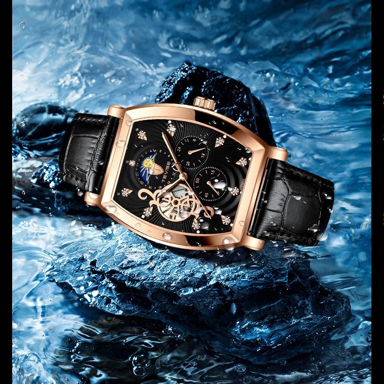 TEVISE Watch Barrel Watch Tourbillon Star Механический мужской ремень
