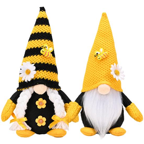 Good Luck Gnome Ornament Bee Day Themed Sunflower Decor Plush Doll Gnome Figurine Centerpiece Festive Bee Party Decoration