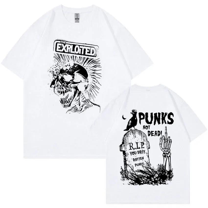 Футболка с ретро-графикой Rock Band The Exploited Punks Not Dead Футболка в уличном стиле Unisex's Унисекс Хип-хоп 100% хлопок Футболки большого размера Unisex