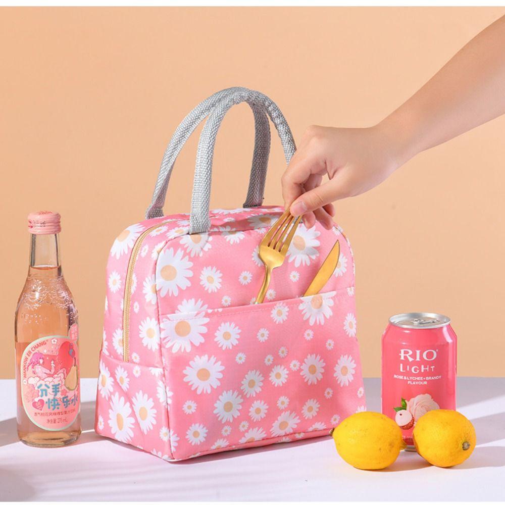 Oxford Cloth Outdoor For Student Large Capacity Picnic Pouch Thermal Cooler Bag Daisy Lunch Bag