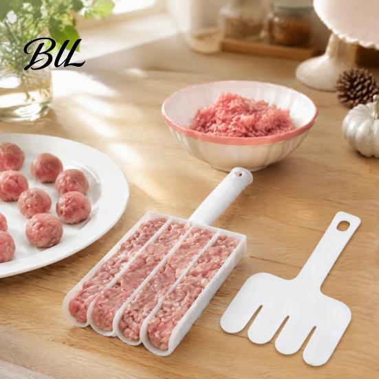 Kitchenware for Hot Pot Meatball Maker Tool with Pusher, 3/4 Compartments Design, Food Grade PP Cooking Gadgets Soup Non Stick Spoon, Nonstick