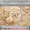 2D flat photography backdrop cloth 1 piece 50th anniversary banner Suitable for weddings, birthdays, graduation ceremonies