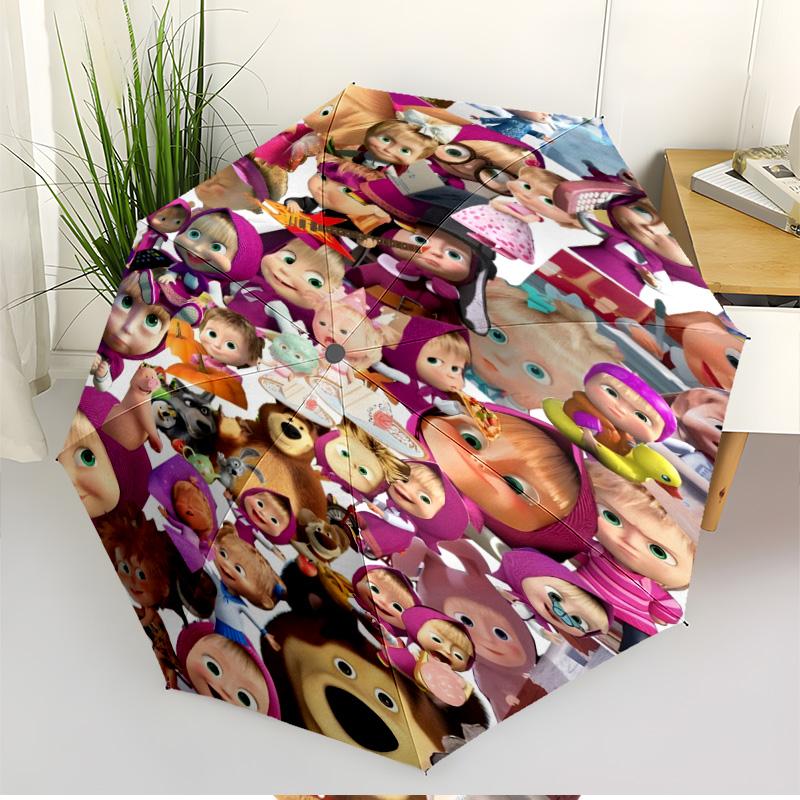 cartoon animation Print Automatic Open Close Umbrella, Portable Foldable Umbrella, for Outdoor Commute Camping Trip, Ideal Birthday Gift