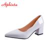 Fashion Aphixta 5cm Square Heels Patent Leather Red Pumps Shoes Woman Classics Pointed Toe Dress Official Pumps Party Plus Size 49 50