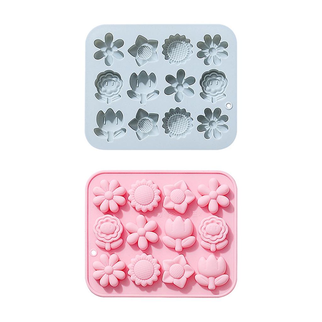 12 Holes Chocolate Moulds Flower Shaped Baking Molds Fondant Moulds Silicone Cake Mold Perfect Gift for DIY Baking Lover