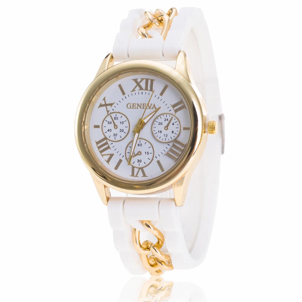 Women Silicone Roman Literally Fake 3-eyed Lady Chain Watch Fashion Wristwatch