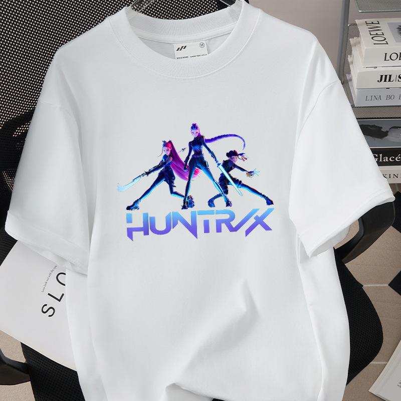 KPop Demon Hunters Huntrix Printing Men T-shirt Summer Cotton Short Sleeve Tshirt for Female O-neck Women Tee Streetwear Tops