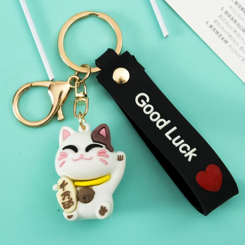 Корейский милый брелок для ключей Lucky Cat: Очаровательная подвеска для пар, сумок и автомобилей