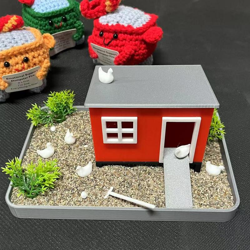 Desktop Chicken Zen Garden Sand Tray With House Desk Ornament Decorative Meditation Sand Tray Funny Sand Garden Decoration