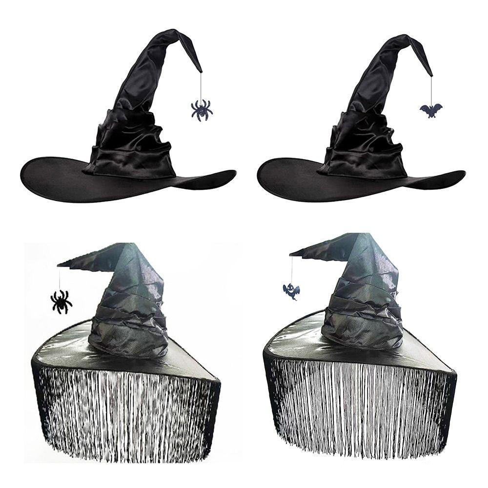 Pleated Modern Witch Hat Black Purple Makeup Props Leisure Halloween Hat Travel
