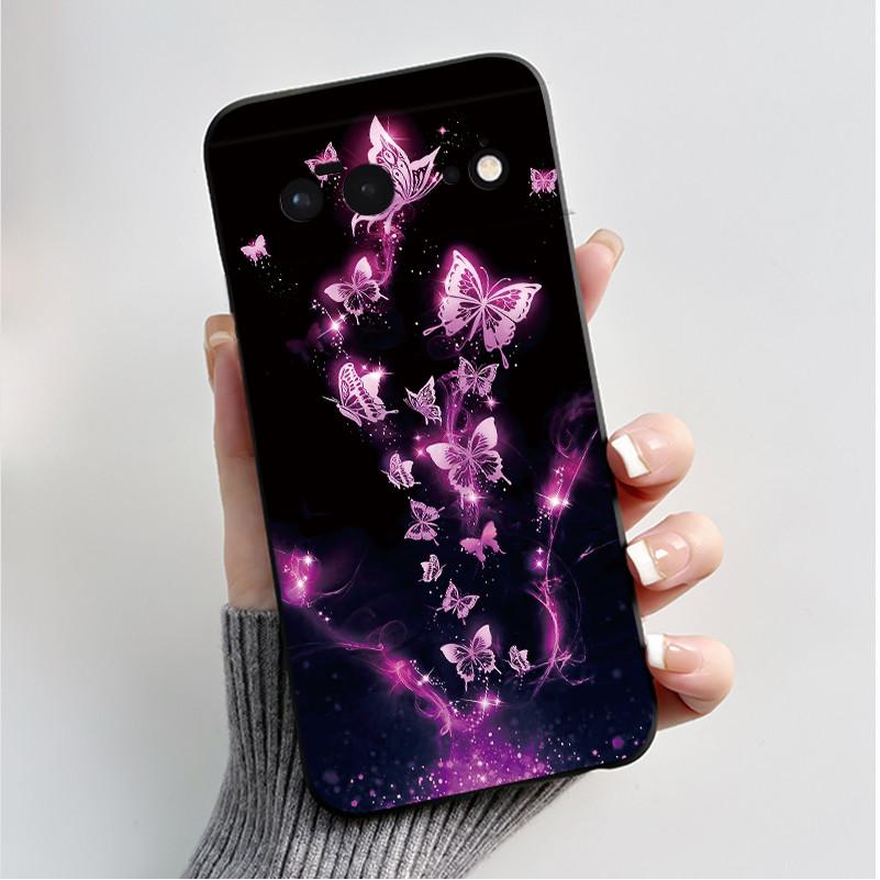 For Google Pixel 6 / Pixel 6 Pro Case Luxury Fashion Butterfly Flowers Black Soft TPU Silicone Back Cover Pixel6 6Pro Phone Case