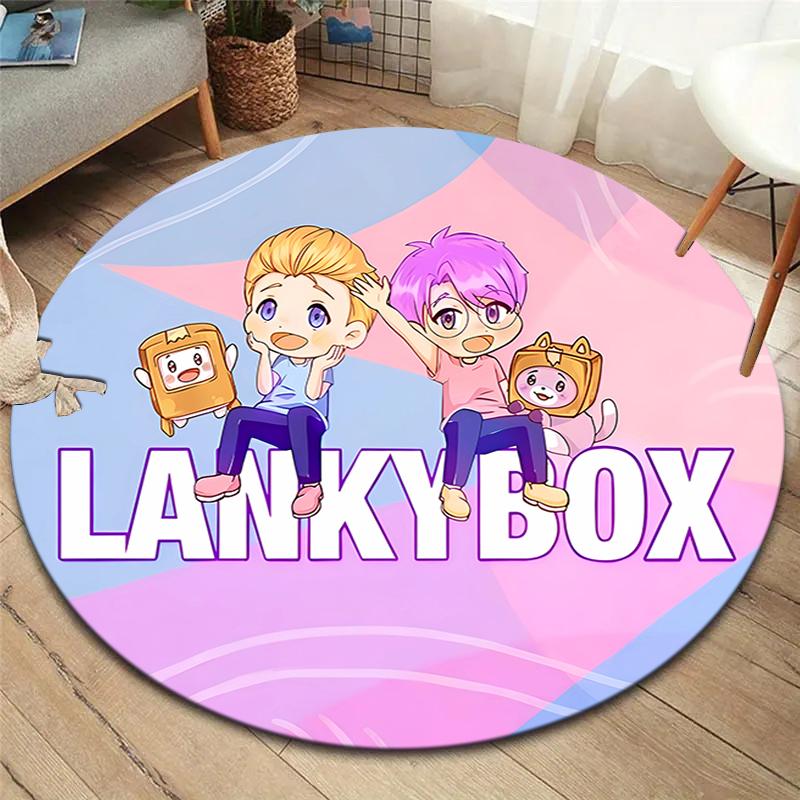 Круглый ковер Lankybox, Ковер для гостиной, спальни, дивана, игровой комнаты, Нескользящий коврик для пола