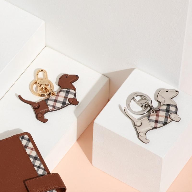 Daks Brown Check Leather Keyring Dbho5ee84w3