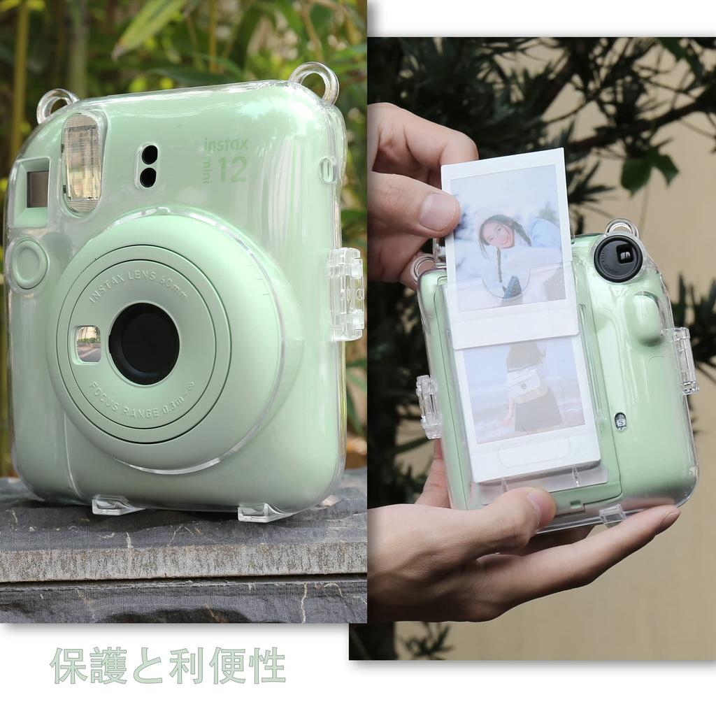 Exclusive Transparent Compatible Product FUJIFILM Instax Mini 12 Instant Camera INS MINI 12 PVC Cover with Shoulder Strap Transparent [Aenllosi Case]
