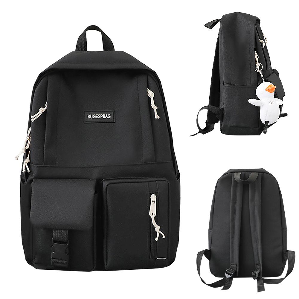 4 шт. Холщовый рюкзак Комбинированный набор Школьные сумки с сумкой через плечо Пенал Повседневная школьная сумка для