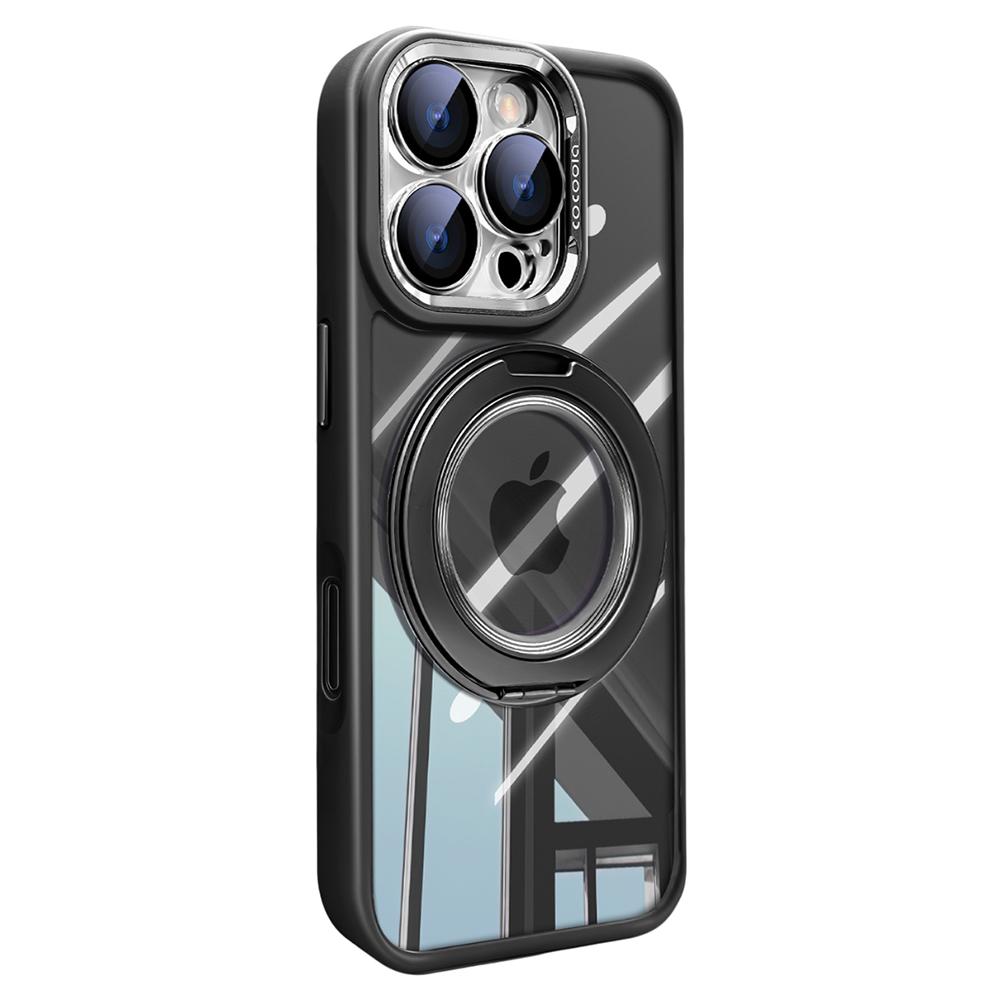Для iPhone 16 Pro Чехол Магнитная Вращающаяся Подставка PC+TPU Чехол для телефона со Съемной Пленкой для Объектива Камеры