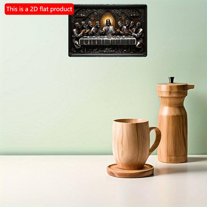 2d Плоский 30*20см, Деревянный Настенный Знак "Тайная Вечеря", Элегантный Черный Деревянный Декор с Религиозной Сценой, Деревянный Материал, для Дома, Кухни, Спальни, Бара.