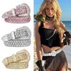 Женский ремень из искусственной кожи с заклепками и стразами, ремень в стиле панк, регулируемая длина, с несколькими отверстиями, пряжка, ремень в стиле хип-хоп