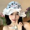 Вязаная вручную панама для подростков с ажурным узором, плиссированной отделкой, шляпа рыбака с широкими полями, летняя для кемпинга, весенняя от солнца