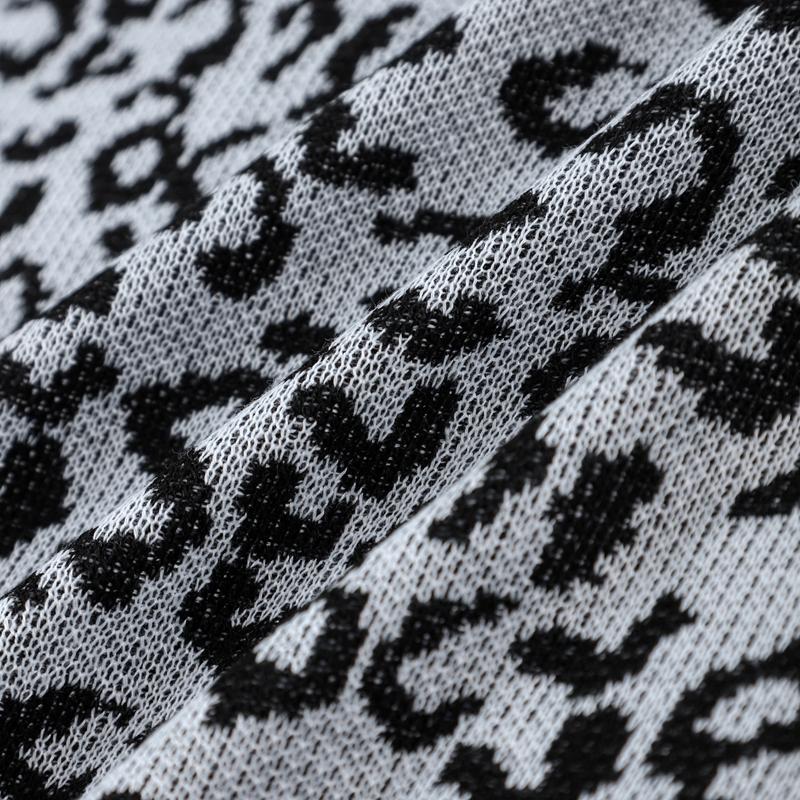 Женский свитер с круглым вырезом, короткий вязаный пуловер с леопардовым принтом, модный повседневный джемпер с застежкой-молнией, нижняя рубашка на осень и зиму