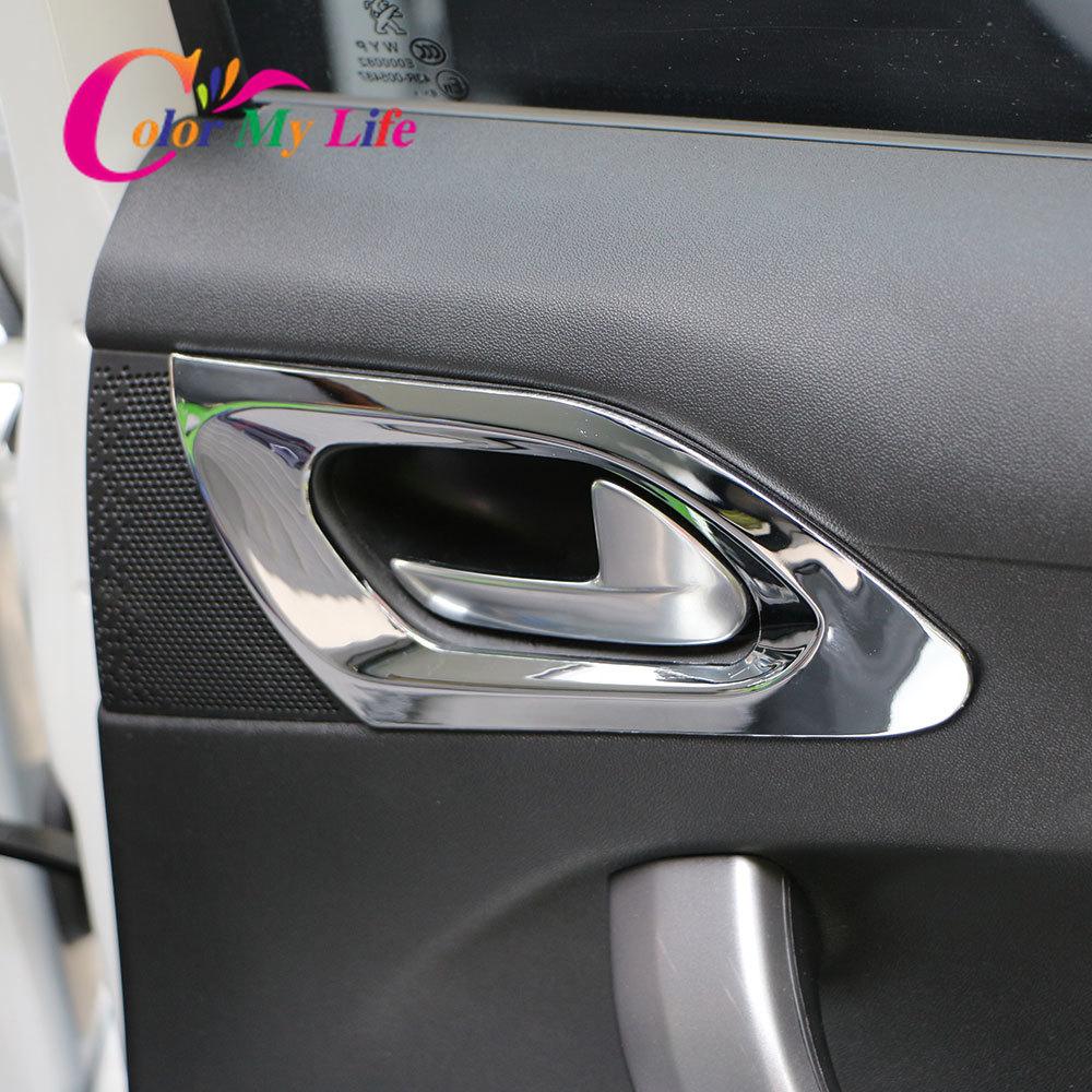 2 шт./компл. ABS хром внутренняя задняя дверь круглая накладка наклейка для Peugeot 208 2008 2014 2015 2016 2017 2018