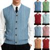 Men's V-Neck Sleeveless Knit Cardigan Vest