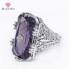 New Design Vintage Rectangle Amethyst Gemstone Rings For Women Jewelry Party Anniversary Fine Jewelry