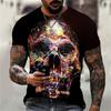 Summer Men's Fashion Casual O Neck Vintage T Shirt Clothing 3d Horror Skull Print T Shirt Harajuku Oversized Short Sleeve Top