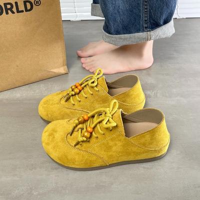 Бархатные ретро туфли с круглым носком, уродливо-милые, повседневные, одинарные, женские, осенние, новые, модные, носить за сто лянов