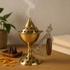 Incense Burner Large Brass Cone With Wooden Handle