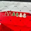 Серьги-пусеты в форме тыквы из розового золота 18 карат и серебра 925 пробы с бриллиантом, перламутром, красным агатом и зеленым килинем