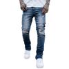 Foot Open Zipper High Quality 4 Color Water Ripped Jeans Men'S Straight Trousers