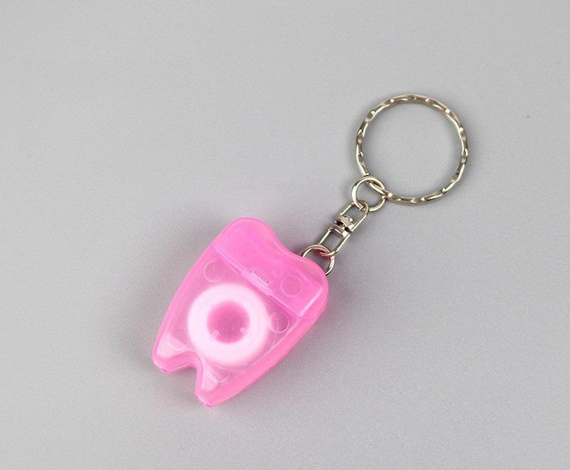 50pcs Dental Floss Tooth Keychain Portable Floss Roll Tooth-Shaped Key Chain Teeth Care Oral Clean Tool