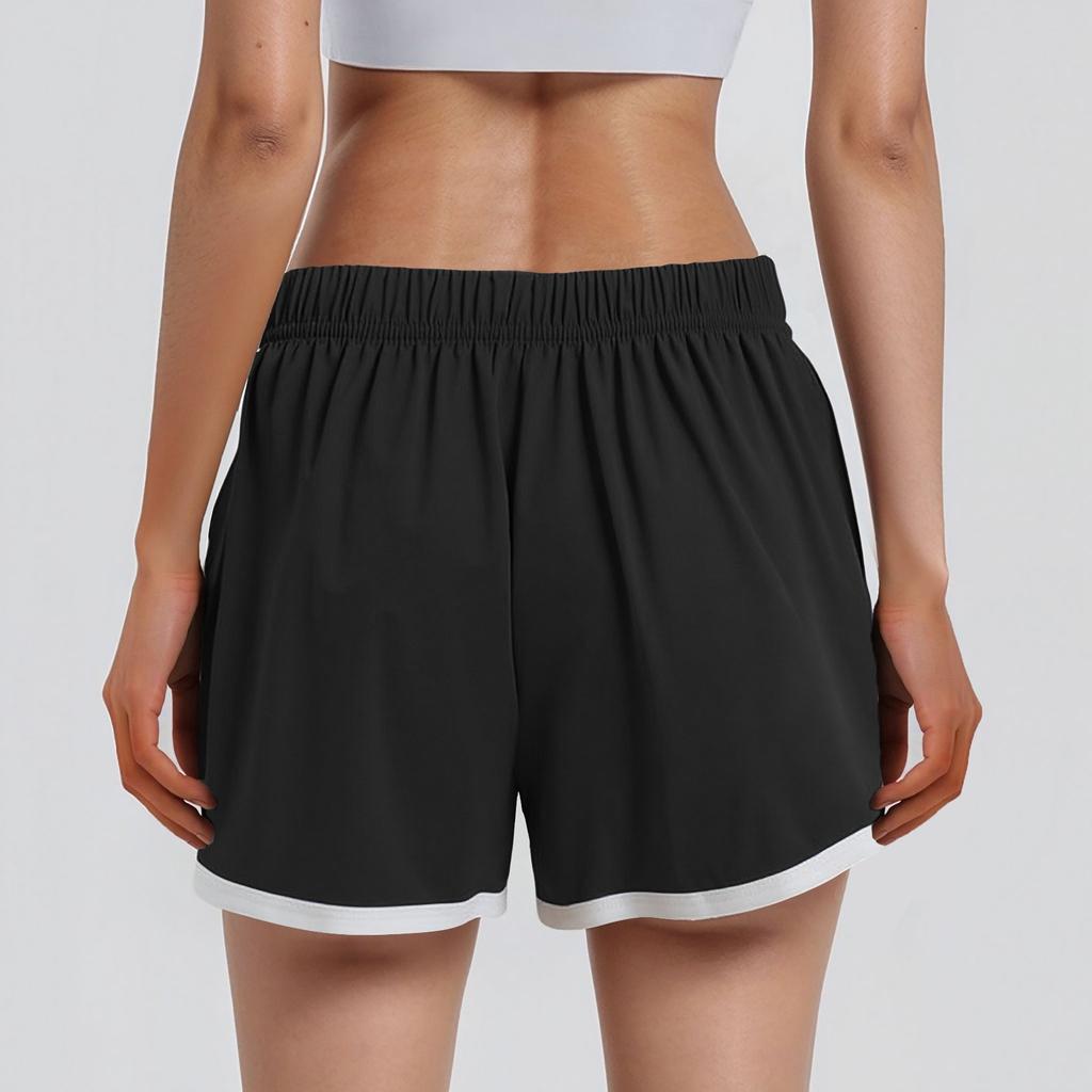 Женские спортивные шорты, повседневные свободные однотонные шорты с эластичной резинкой на талии